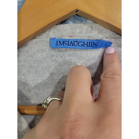 J. Mclaughlin 100% Cashmere Cardigan Sweater Long Sleeve V-Neck Gray S Capsule - Picture 5 of 7